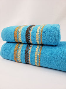 TOALLA DE BAÑO / MANOS Calidad Premium - Azul RAYA ROMANA