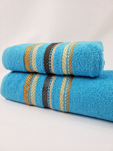 BATH / HAND TOWEL Premium Quality - Blue ROMAN STRIPE