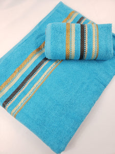 TOALLA DE BAÑO / MANOS Calidad Premium - Azul RAYA ROMANA