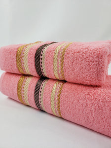 BATH / HAND TOWEL Premium Quality - PINK ROMAN STRIPE