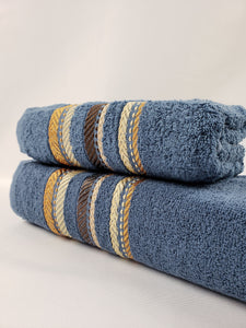TOALLA DE BAÑO / MANOS Calidad Premium - RAYA ROMANA MARINO