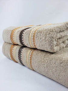 BATH / HAND TOWEL Premium Quality - BEIGE ROMAN STRIPE