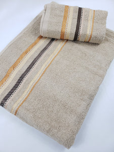 BATH / HAND TOWEL Premium Quality - BEIGE ROMAN STRIPE