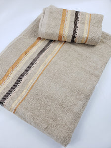 BATH / HAND TOWEL Premium Quality - BEIGE ROMAN STRIPE