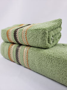 TOALLA DE BAÑO / MANOS Calidad Premium - RAYA ROMANA VERDE