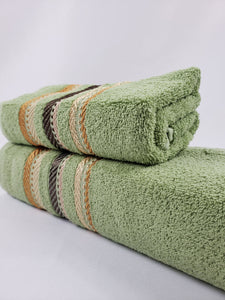 TOALLA DE BAÑO / MANOS Calidad Premium - RAYA ROMANA VERDE