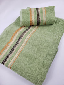 TOALLA DE BAÑO / MANOS Calidad Premium - RAYA ROMANA VERDE