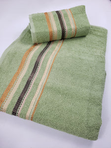 TOALLA DE BAÑO / MANOS Calidad Premium - RAYA ROMANA VERDE