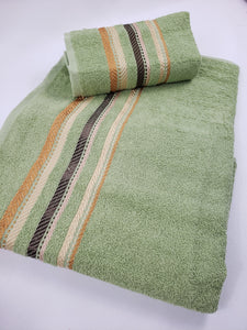 BATH / HAND TOWEL Premium Quality - GREEN ROMAN STRIPE