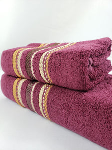 BATH / HAND TOWEL Premium Quality - Burgundy ROMAN STRIPE
