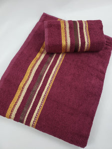 BATH / HAND TOWEL Premium Quality - Burgundy ROMAN STRIPE