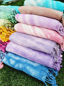 Waffle Throw Lightweight Quick Dry - Purple Tie Dye