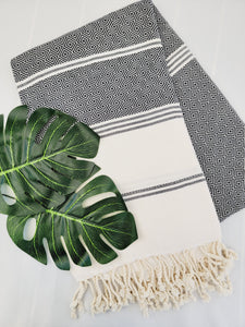 Bath / Beach Turkish Towels-Easy Carry Quick Dry Thin Towel-Black