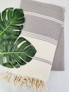 Bath / Beach Turkish Towels-Easy Carry Quick Dry Thin Towel-Gray