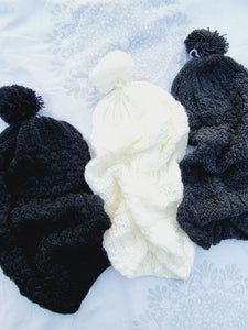 Beanie, Long Winter Hat with Ponpon