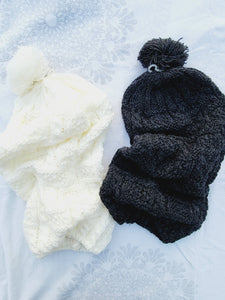Beanie, Long Winter Hat with Ponpon