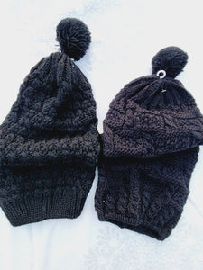 Beanie, Long Winter Hat with Ponpon