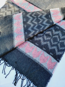 Scarf, Shawl, Extra Soft Unisex Head Cover - Gray/Blush