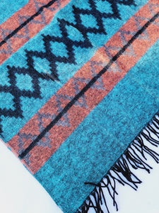 Scarf, Shawl, Extra Soft Unisex Head Cover - Aqua/Black