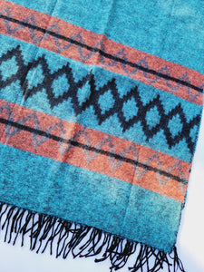 Scarf, Shawl, Extra Soft Unisex Head Cover - Aqua/Black