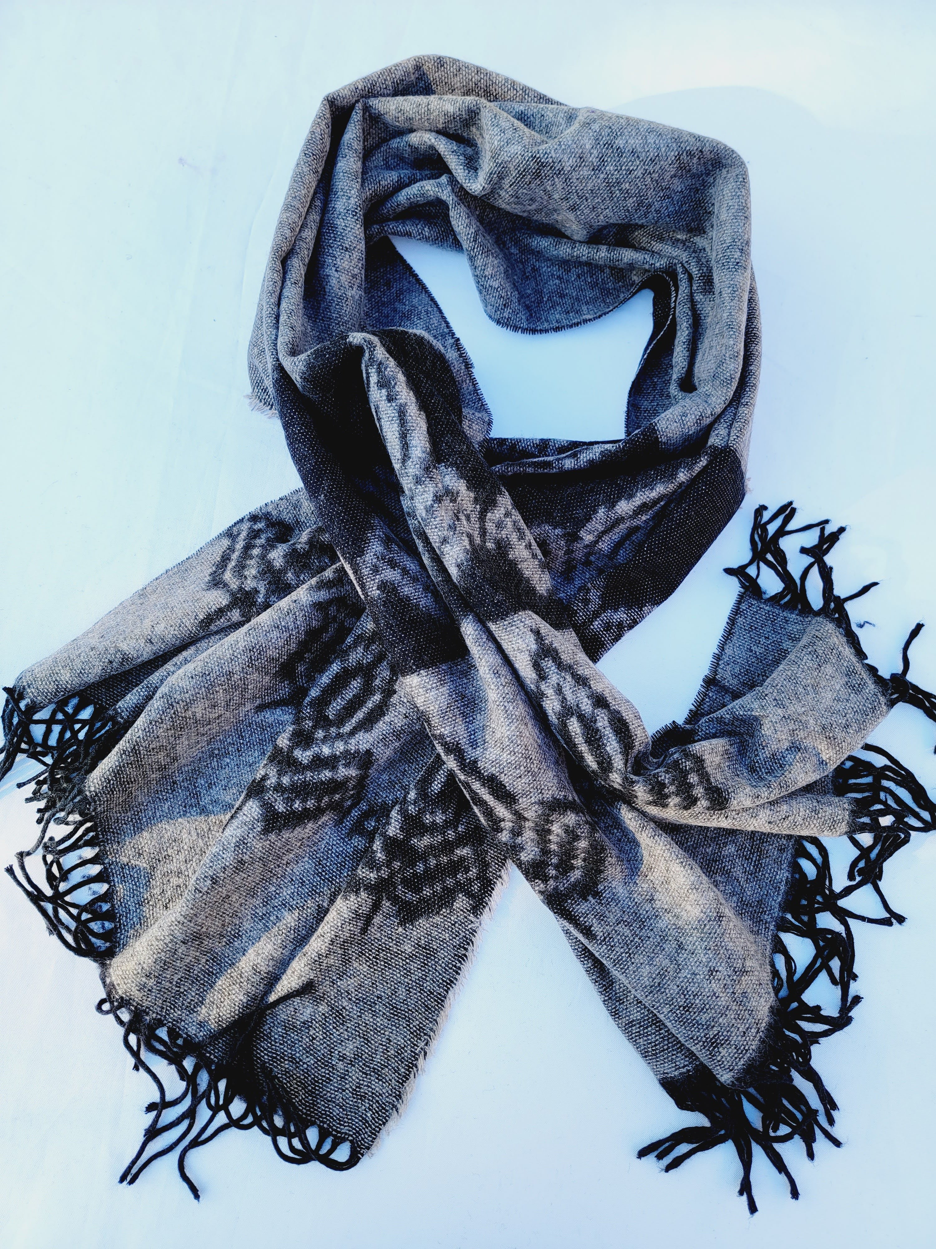 Scarf, Shawl, Extra Soft Unisex Head Cover - Black/Cream