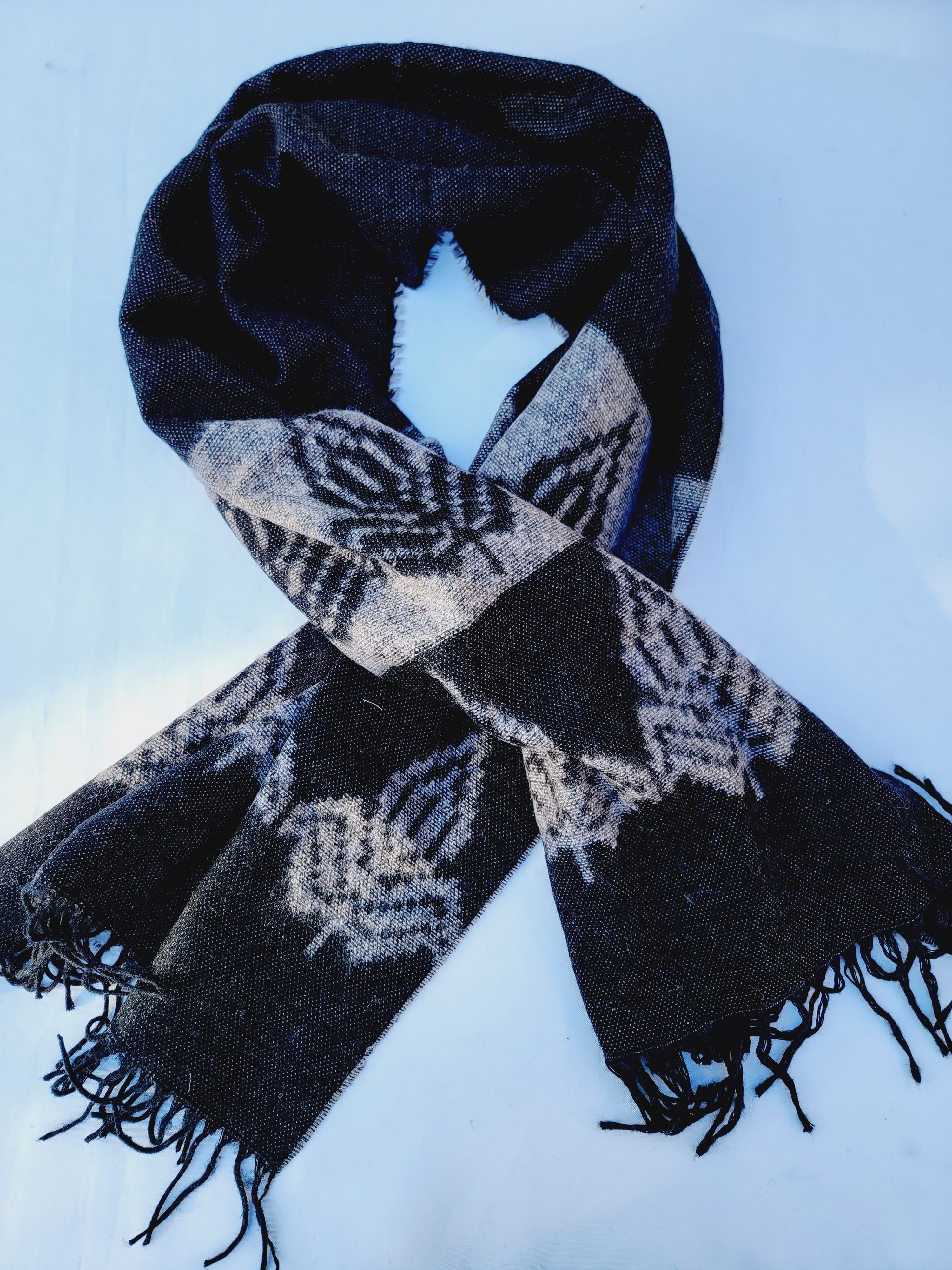 Scarf, Shawl, Extra Soft Unisex Head Cover - Black/Cream