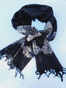 Scarf, Shawl, Extra Soft Unisex Head Cover - Black/Cream