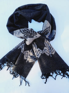 Scarf, Shawl, Extra Soft Unisex Head Cover - Black/Cream