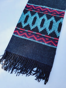 Scarf, Shawl, Extra Soft Unisex Head Cover - Aqua/Red