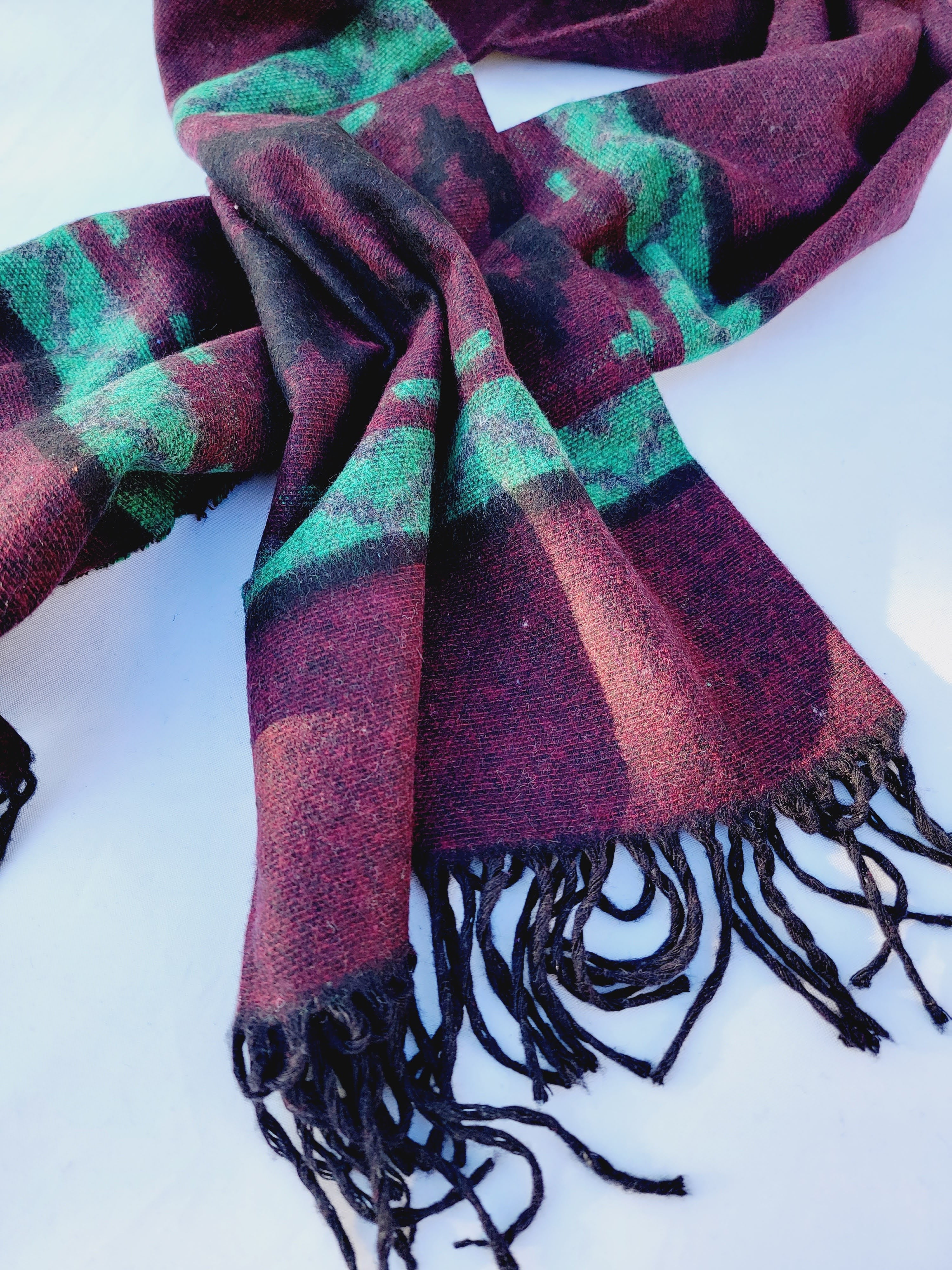 Scarf, Shawl, Extra Soft Unisex Head Cover - Cherry/Black