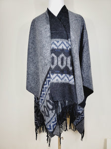 Poncho Chal, Extra suave - Reversible Gris/Negro