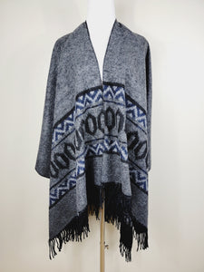 Poncho Chal, Extra suave - Reversible Gris/Negro