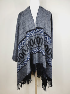 Poncho Chal, Extra suave - Reversible Gris/Negro