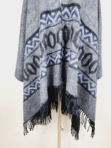 Poncho Chal, Extra suave - Reversible Gris/Negro