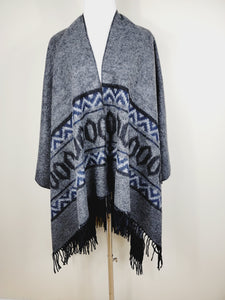 Poncho Chal, Extra suave - Reversible Gris/Negro
