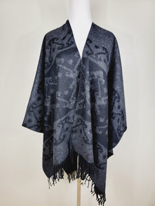 Poncho Chal, Extra suave - Reversible Gris/Negro