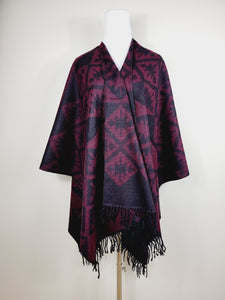 Poncho Chal, Extra suave - Reversible Cereza/Negro