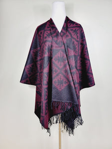 Poncho Chal, Extra suave - Reversible Cereza/Negro