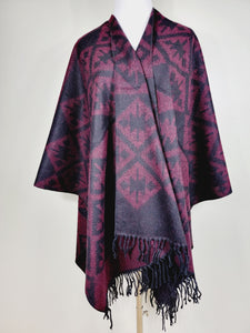 Poncho Chal, Extra suave - Reversible Cereza/Negro
