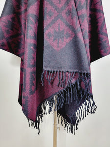 Poncho Chal, Extra suave - Reversible Cereza/Negro