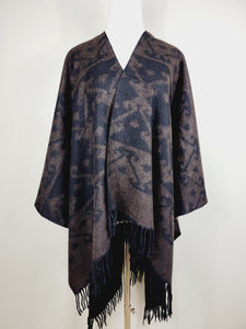 Poncho Shawl, Extra soft - Reversible Brown/Black
