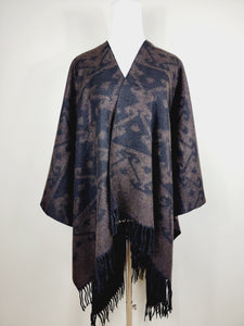 Poncho Shawl, Extra soft - Reversible Brown/Black