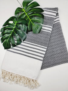 Turkish Towel - Easy Carry Quick Dry Throw - Black