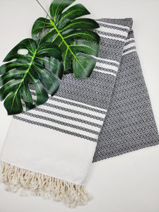 Turkish Towel - Easy Carry Quick Dry Throw - Black