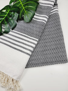 Turkish Towel - Easy Carry Quick Dry Throw - Black