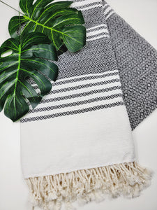 Turkish Towel - Easy Carry Quick Dry Throw - Black