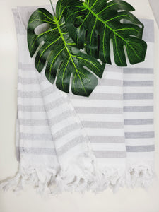 One sided Terry Towel - Sand free beach and Bath towel- Gray