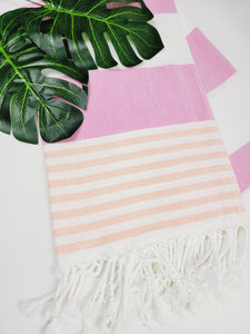 Beach/Bath Turkish Towel Easy carry Quick Dry - Pink Orange