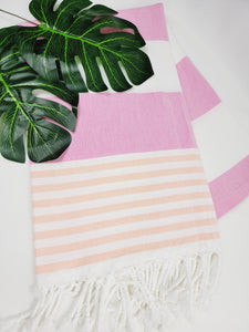 Toalla Turca de Playa/Baño Fácil de Llevar Secado Rápido - Rosa Naranja