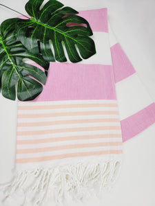 Toalla Turca de Playa/Baño Fácil de Llevar Secado Rápido - Rosa Naranja